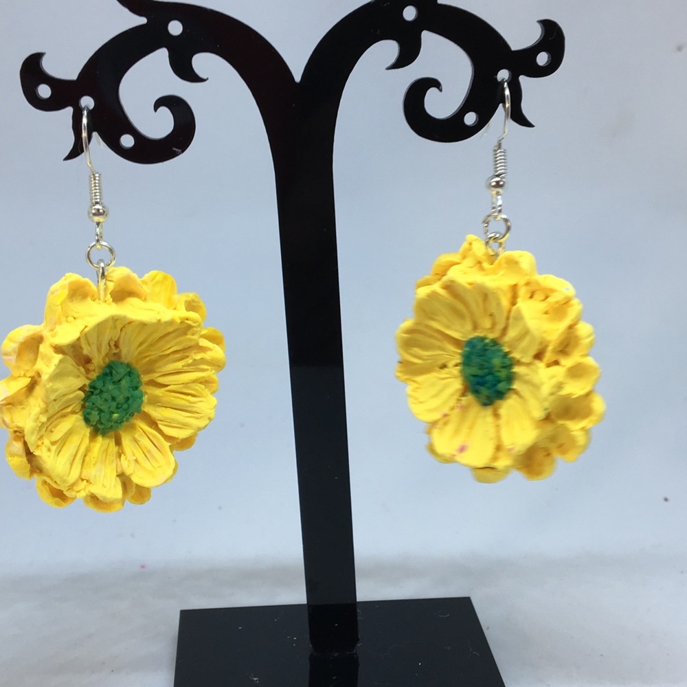 Unique Handmade Polymer Clay Blossom Earrings - Picture 3 of 6